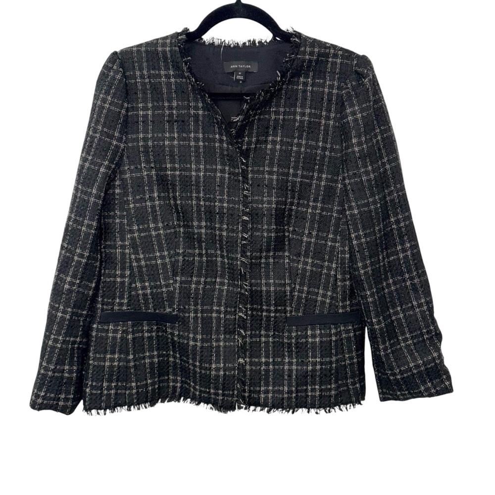 Ann Taylor Black Plaid Women's Jacket size 8T
